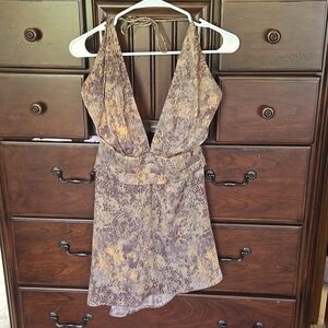 WIN WIN, Earthtone Halter Dress, Sz S